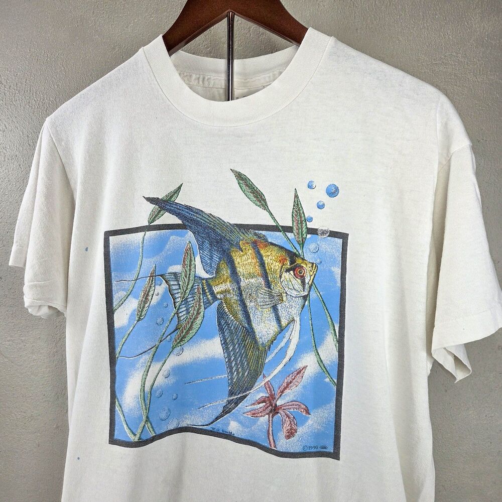 Vintage 1990 Angelfish Nature Single Stitch Graphic T-Shirt Sz XL